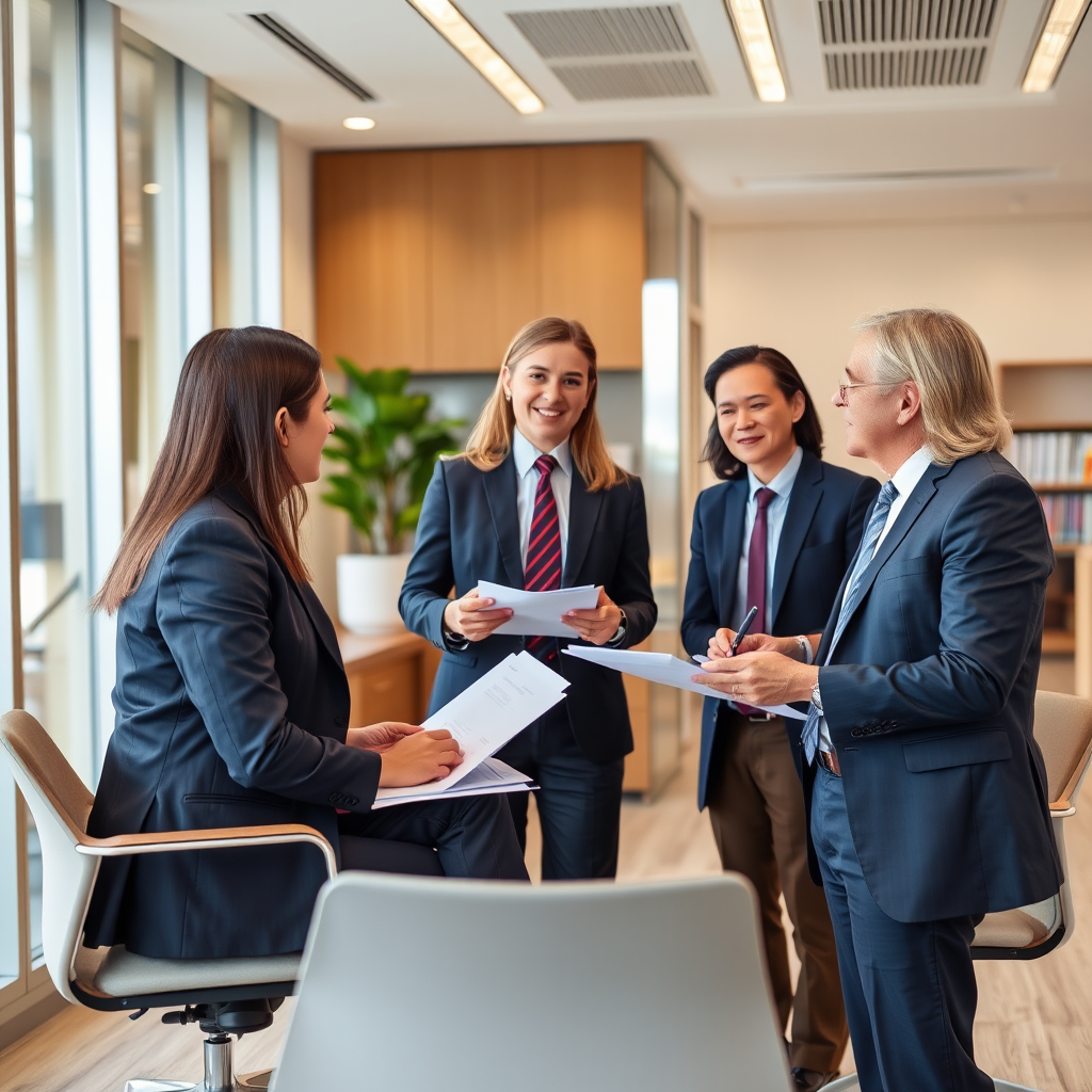 Professional legal consultation session with experienced attorneys providing comprehensive legal advice and guidance to clients in modern law firm office setting